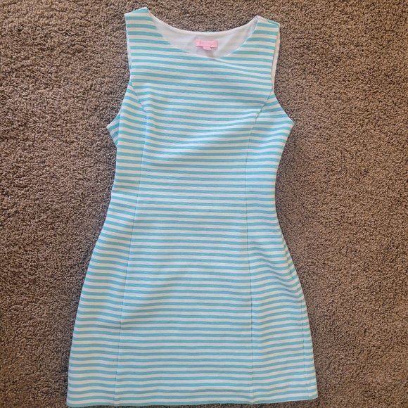 Lilly Pulitzer Whiting Shift Dress Shorely Blue Ottoman Stripe - Size M - Picture 2 of 6